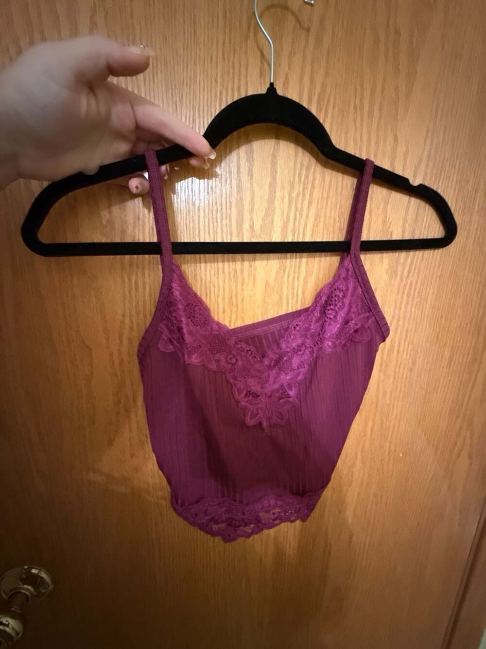 Unbranded Lace Trim Bralette Size M Purple Spaghetti Strap Crop Top
